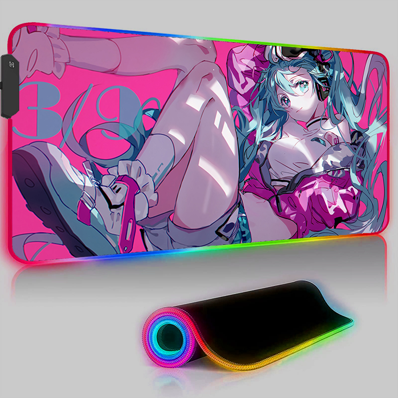 Pc Gaming Hatsune Miku - Kawaii Pink HD Mouse Pad RGB