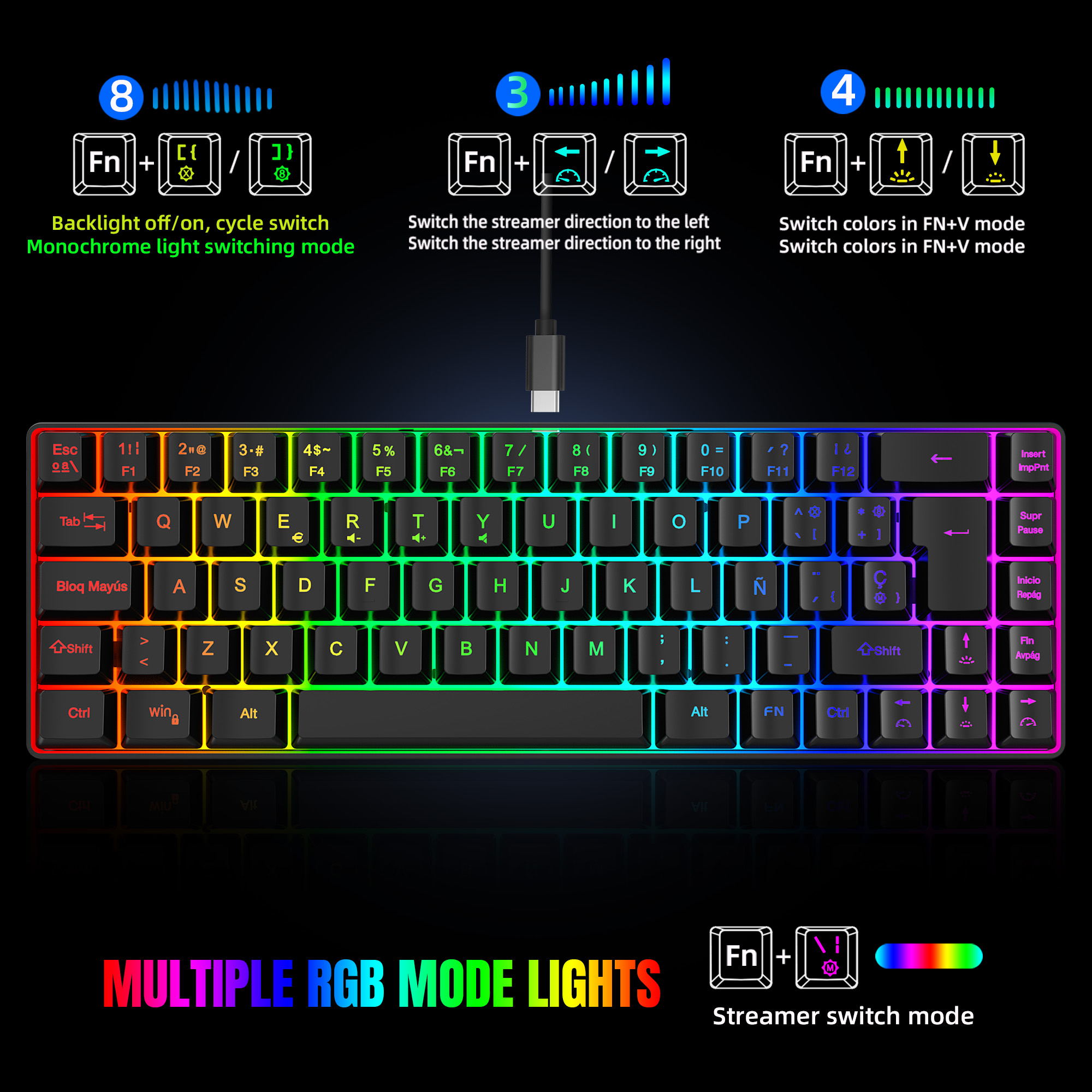 Hot sale!Spanish 69-key RGB ba - Pc Gaming On Sale 리뷰 및 가격